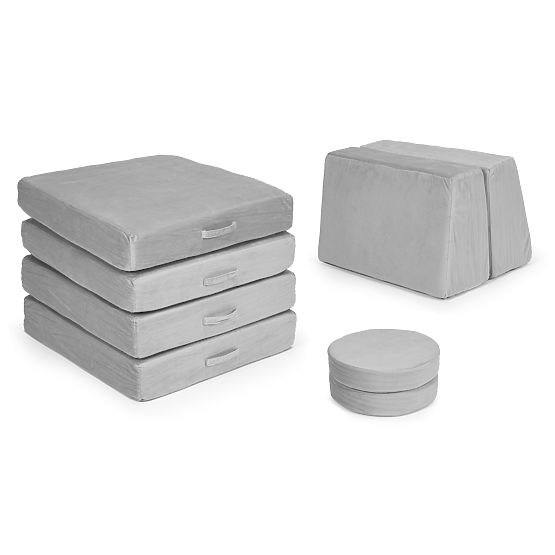 Veľká modulárna skladacia pohovka pre deti DIY 8 mäkkých vankúšov - sivá ECOTOYS