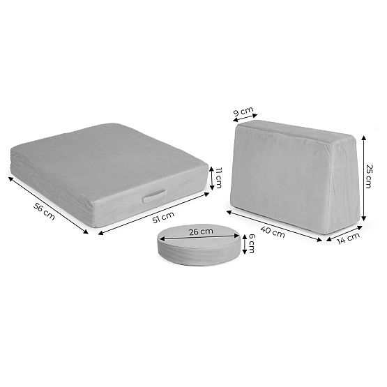 Veľká modulárna skladacia pohovka pre deti DIY 8 mäkkých vankúšov - sivá ECOTOYS