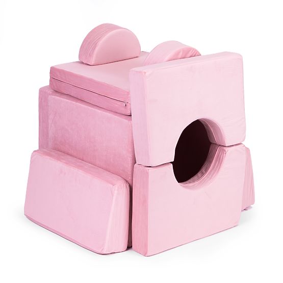 Veľká modulárna skladacia pohovka pre deti pre 2 osoby DIY 10 mäkkých vankúšov - ružová ECOTOYS