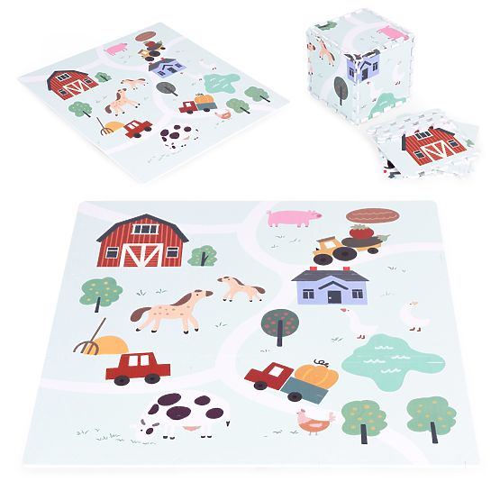 Veľká penová podložka EVA pre deti Farma 90,5x90,5 cm 21 ks ECOTOYS