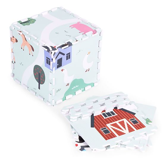 Veľká penová podložka EVA pre deti Farma 90,5x90,5 cm 21 ks ECOTOYS