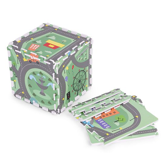 Veľká penová podložka EVA pre deti Mesto 90,5x90,5 cm 21 ks ECOTOYS