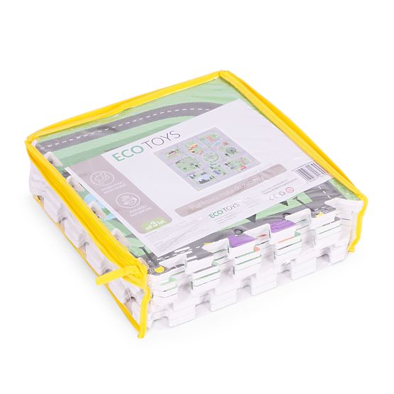 Veľká penová podložka EVA pre deti Mesto 90,5x90,5 cm 21 ks ECOTOYS