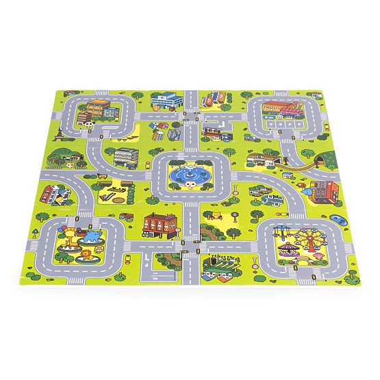 Veľká penová podložka EVA pre deti Mesto 90,5x90,5 cm 21 ks ECOTOYS