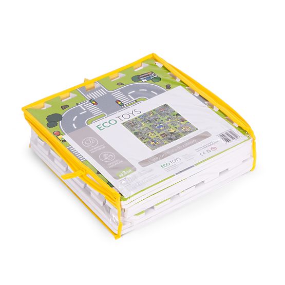 Veľká penová podložka EVA pre deti Mesto 90,5x90,5 cm 21 ks ECOTOYS