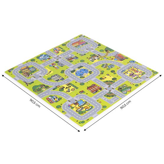 Veľká penová podložka EVA pre deti Mesto 90,5x90,5 cm 21 ks ECOTOYS