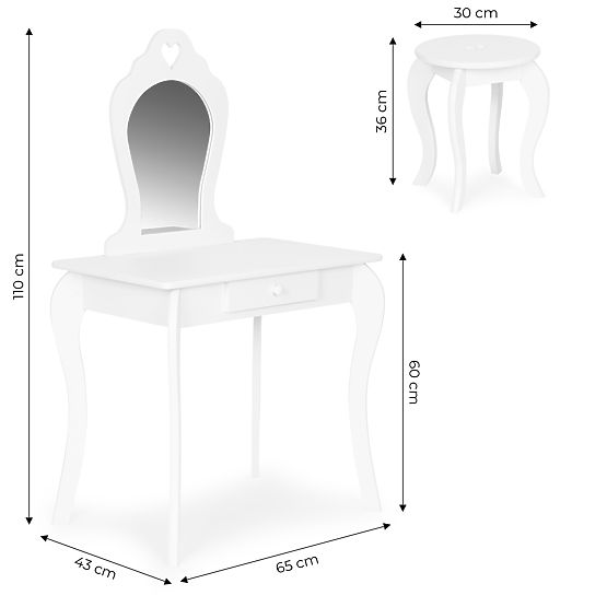 Veľký detský toaletný stolík so zrkadlom pre dievčatá ECOTOYS