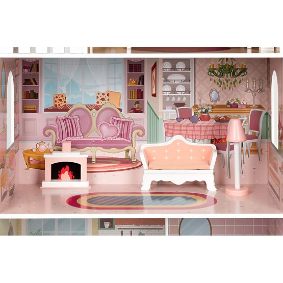 Veľký domček pre bábiky so súpravou nábytku ECOTOYS