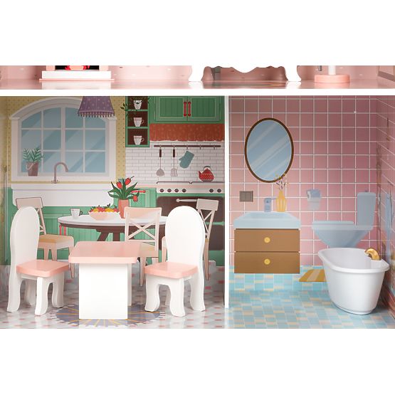 Veľký domček pre bábiky so súpravou nábytku ECOTOYS