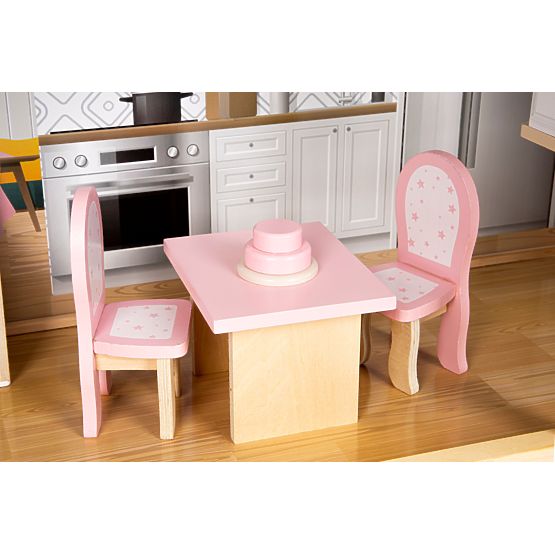 Veľký drevený domček pre bábiky 138 cm Rezidencia Maya 28 ks ECOTOYS