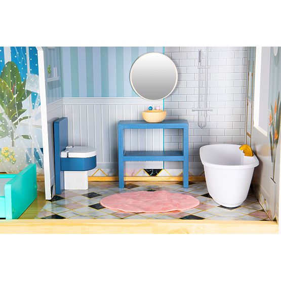 Veľký drevený domček pre bábiky 138 cm Rezidencia Maya 28 ks ECOTOYS