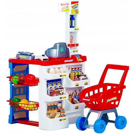 Veľký obchod s pokladňou Supermarket stánok pre deti s pokladňou, váhou a skenerom