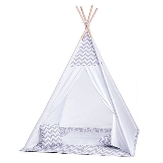 Detský stan teepee šedo-biely