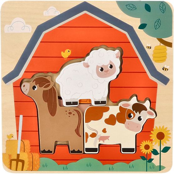 Viacvrstvové puzzle zvieratká na farme