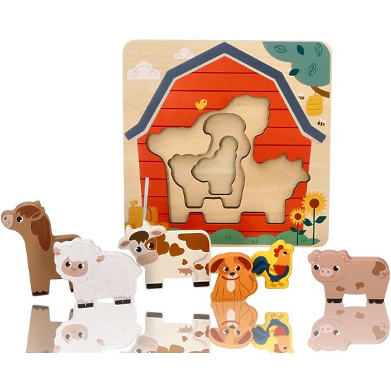 Viacvrstvové puzzle zvieratká na farme