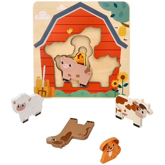 Viacvrstvové puzzle zvieratká na farme