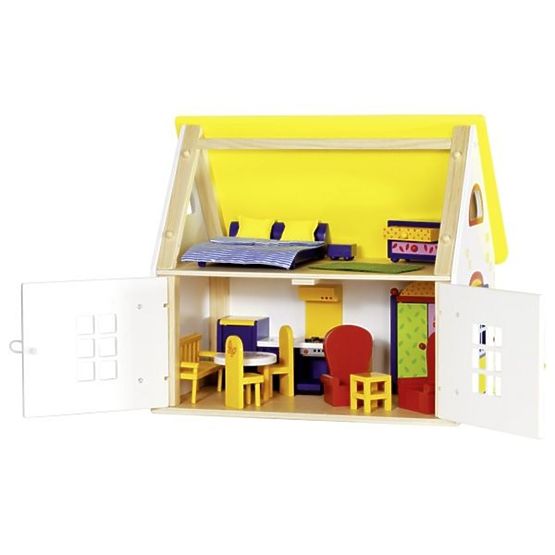 Vidiecky domček pre bábiky s nábytkom