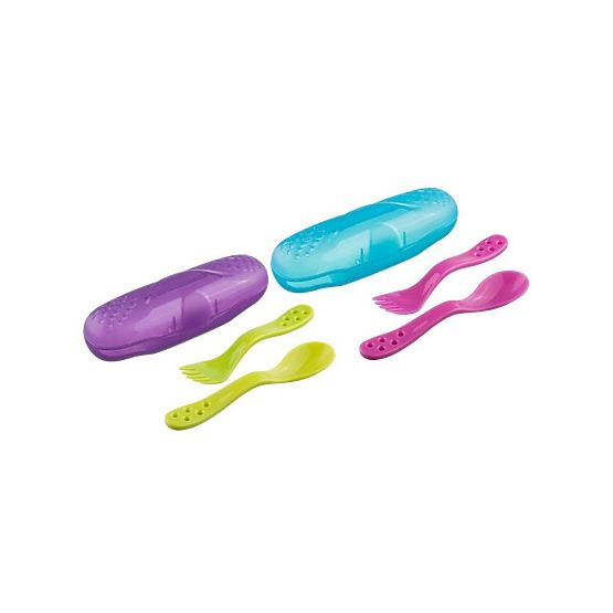 Vidlička a lyžička v púzdre Akuku ružová