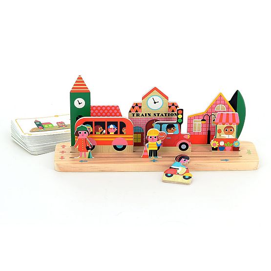 Vilac Drevená logická hra Postav to správne! Mesto