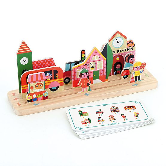 Vilac Drevená logická hra Postav to správne! Mesto