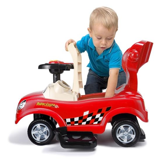 Vozítko 3v1 s rukoväťou - červené