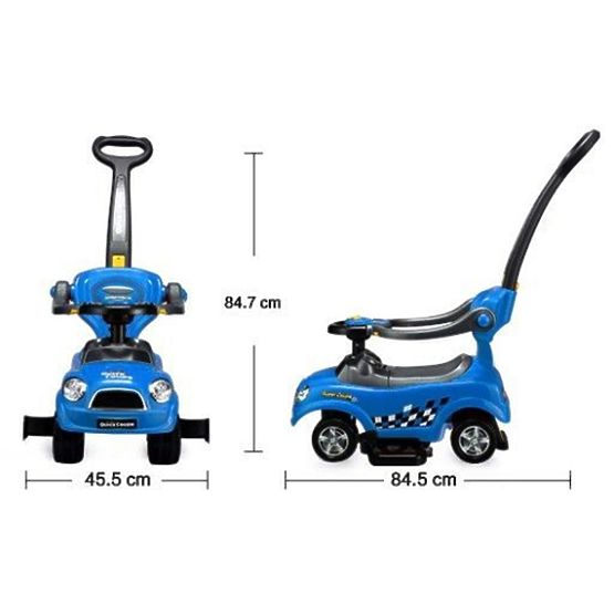 Vozítko 3v1 s rukoväťou - modré