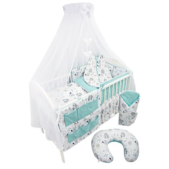 Vreckár na postieľku Zvieratká - mätový