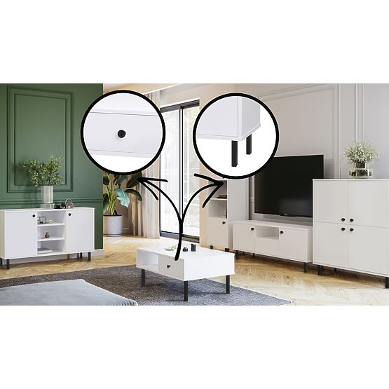 Vysoká štvordverová komoda Venus biela loft