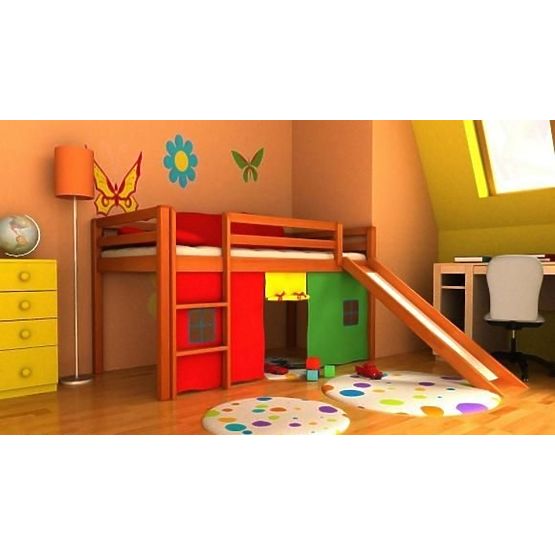 Vyvýšená detská posteľ GABI so šmykľavkou