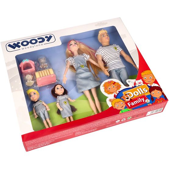 Woodyland Moderná rodinka bábiky so zvieratami