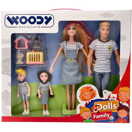 Woodyland Moderná rodinka bábiky so zvieratami
