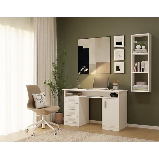 Závesná polica COBI 1X3 - Moderná nástenná polica 3 Komory Matná Biela