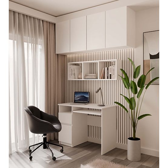 Závesná polica COBI 1X3 - Moderná nástenná polica 3 Komory Matná Biela