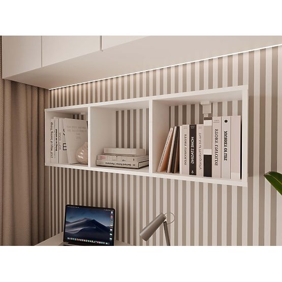 Závesná polica COBI 1X3 - Moderná nástenná polica 3 Komory Matná Biela