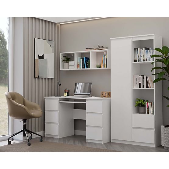 Závesná polica COBI 1X3 - Moderná nástenná polica 3 Komory Matná Biela