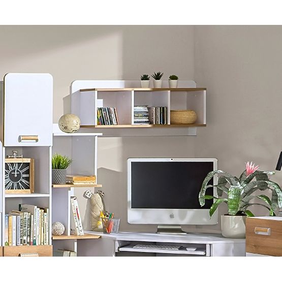 Závesná polica L9 - biela / dub nash