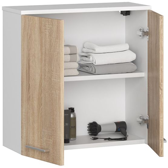 ZÁVESNÁ SKRINKA ŠÍRKA 60 cm FIN 2D BIELA / SONOMA
