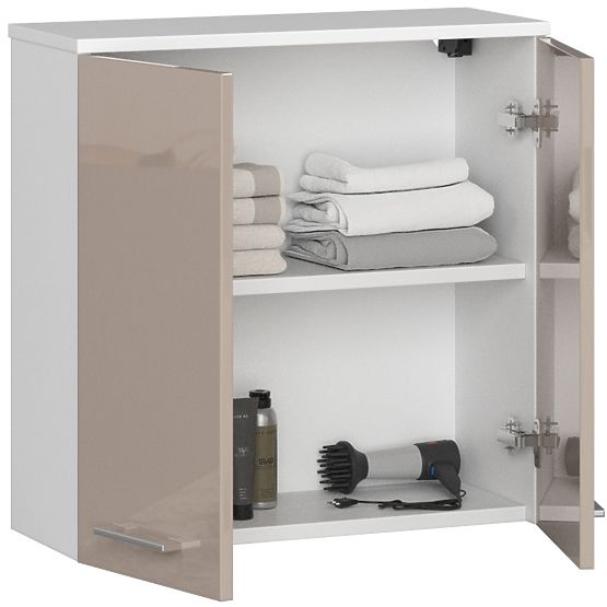 Závesná skrinka W 60 cm FIN 2D - biela-cappuccino lesk