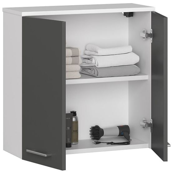 Závesná skrinka W 60 cm FIN 2D - biela-grafitová sivá