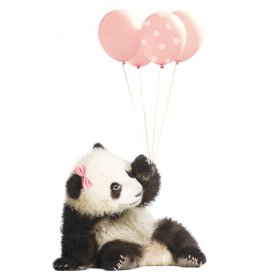 Dekorácia na stenu DEKORNIK - panda s ružovými balónikmi