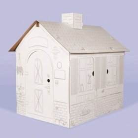 Detský kartónový domček s komínom