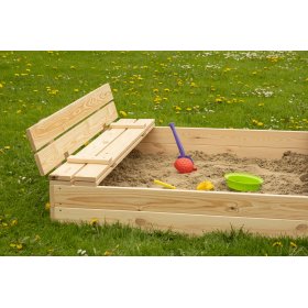 Uzatvárateľné detské pieskovisko s lavičkami - 120x120 cm