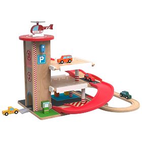 2Kids Toys Drevená garáž s vláčkodráhou
