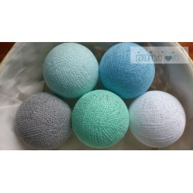 Bavlnené svietiaci LED guličky Cotton Balls - mint pastel