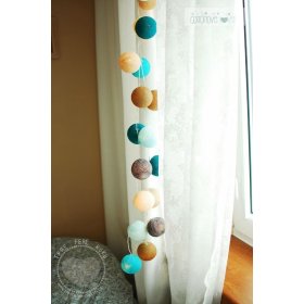 Bavlnené svietiace LED guličky Cotton Balls - tyrkysové