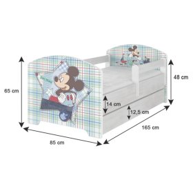 Detská posteľ so zábranou - Mickeyho kamaráti - nórska borovica