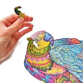 Farebné drevené puzzle - papagáj