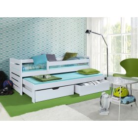 Detská posteľ s prístelkou a zábranou Praktik - White