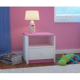 OURBABY detský nočný stolík - ružovo-biely, Ourbaby