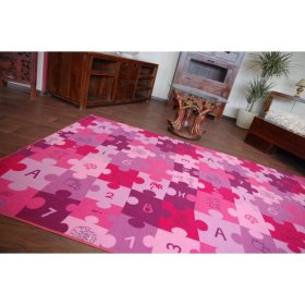 Detský koberec Puzzle - fialový